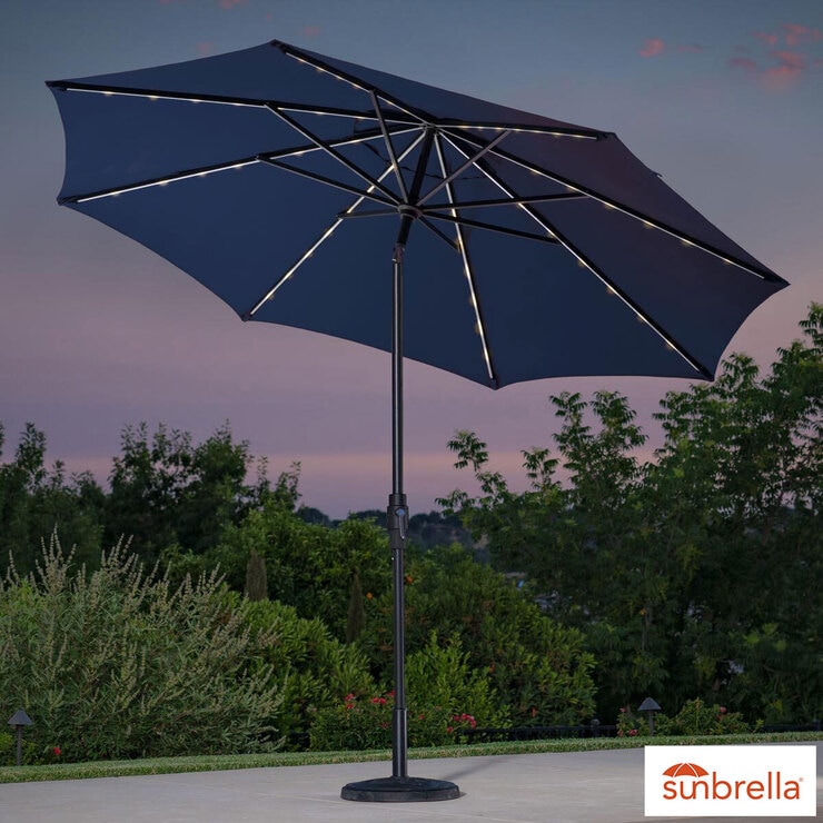 SunVilla 10ft Aluminium AutoTilt 56 LED Umbrella in Indigo Costco UK