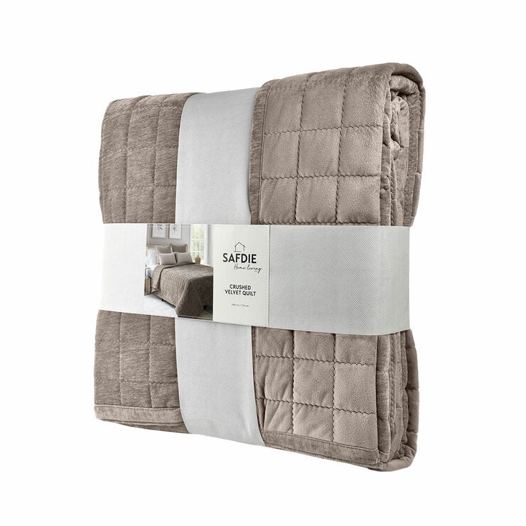Safdie Crushed Velvet Taupe Throw , 234 x 244 cm Safdie Crushed Velvet Taupe Throw , 234 x 244 cm