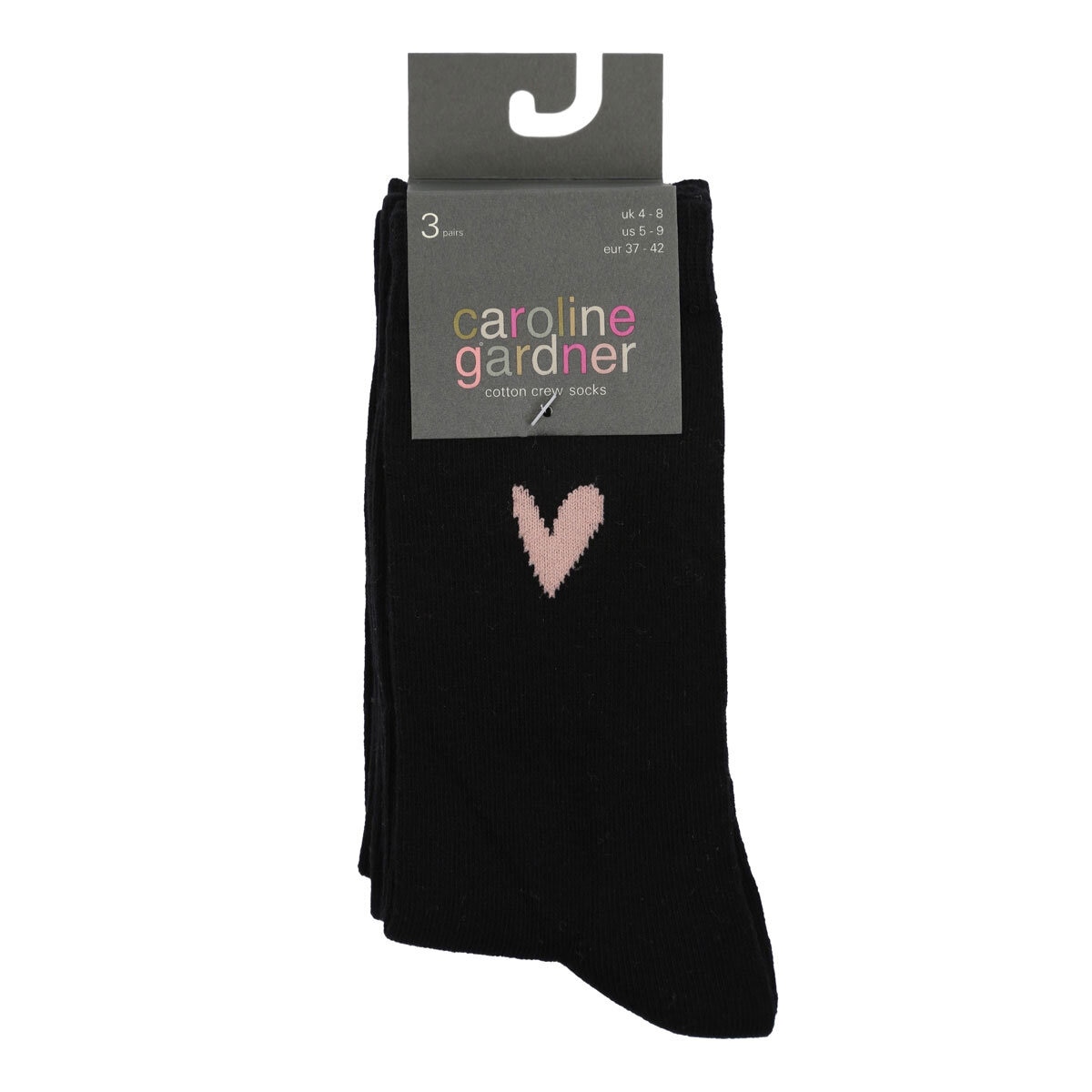 Caroline Gardner Ladies Crew Sock 6 Pack in Black