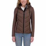 DKNY Women's Mixed Media Jacket in Taupe