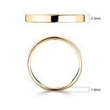 2.5mm Basic Light Court Wedding band. 18ct Yellow Gold