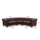 Line Drawing of Allington Leather Chesterfield Corner Sofa, Brown