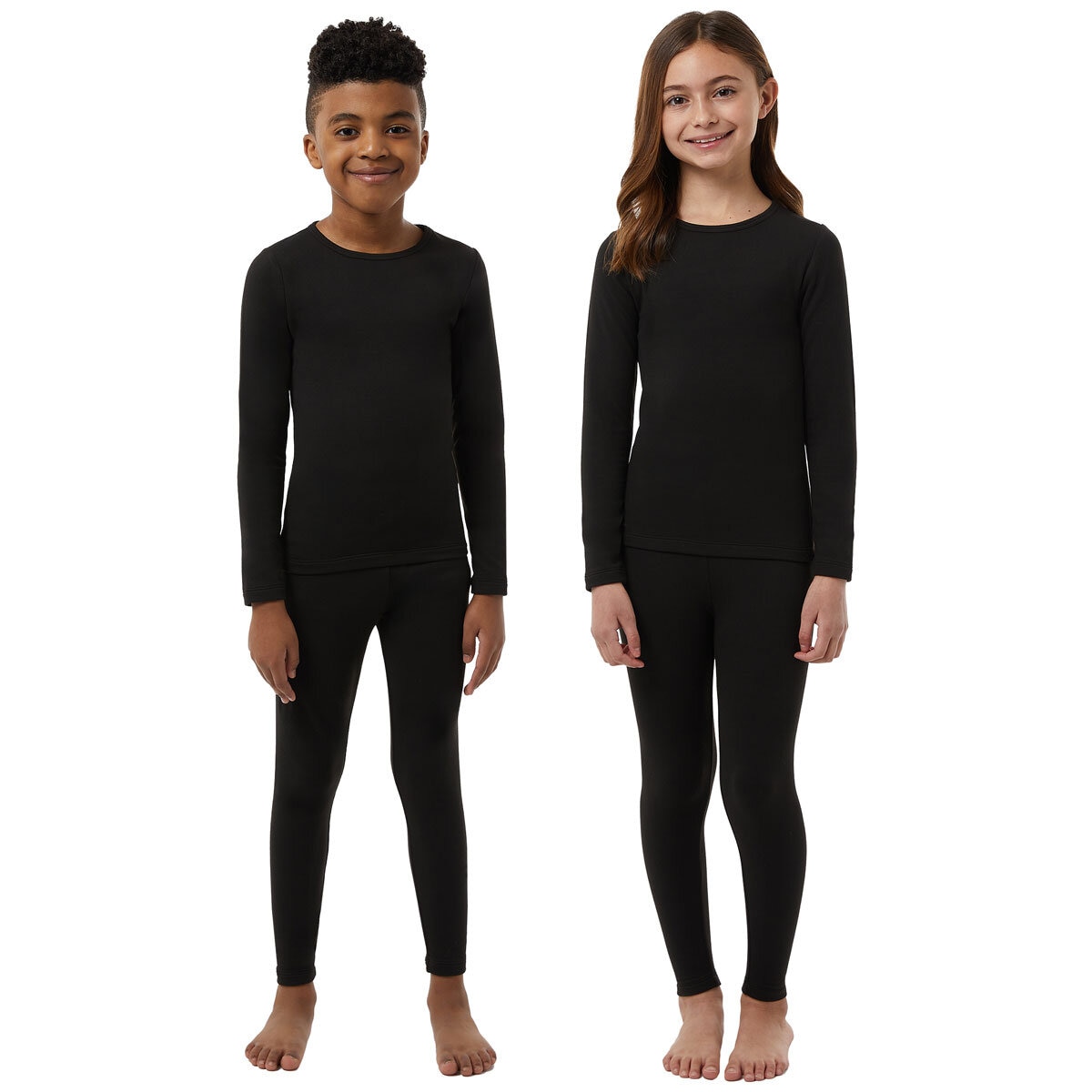 32 Heat Kids Plush Base Layer Set in Black