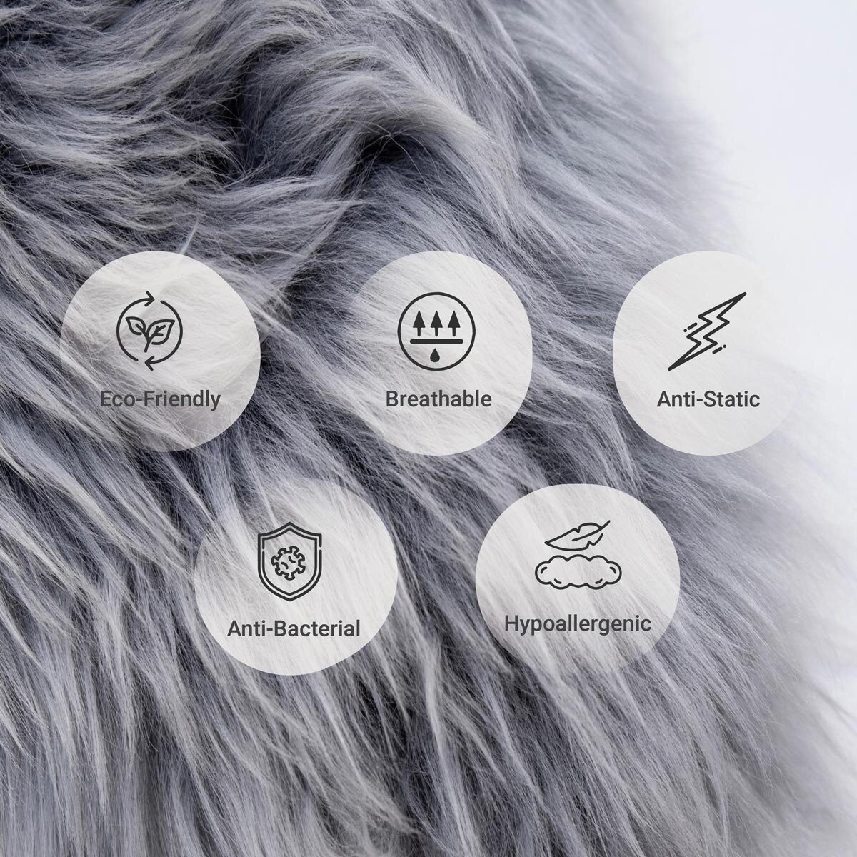 Naturally Sheepskins Long Wool Quad Rug, 180 x 110 cm in Silver Grey