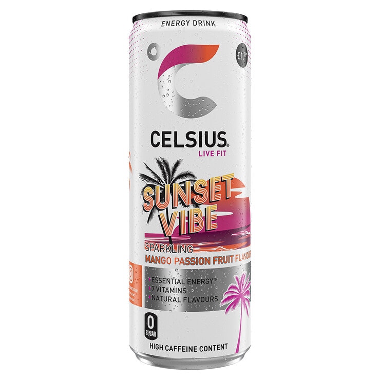 Celsius Sunset Vibe PMP £1.79, 355ml