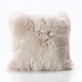 Bowron Long Wool Sheepskin Single Sided Cushion, 35 x 35cm in Stone