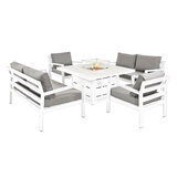 Stone Garden 5 Piece Deep Seating Fire Patio Set in White