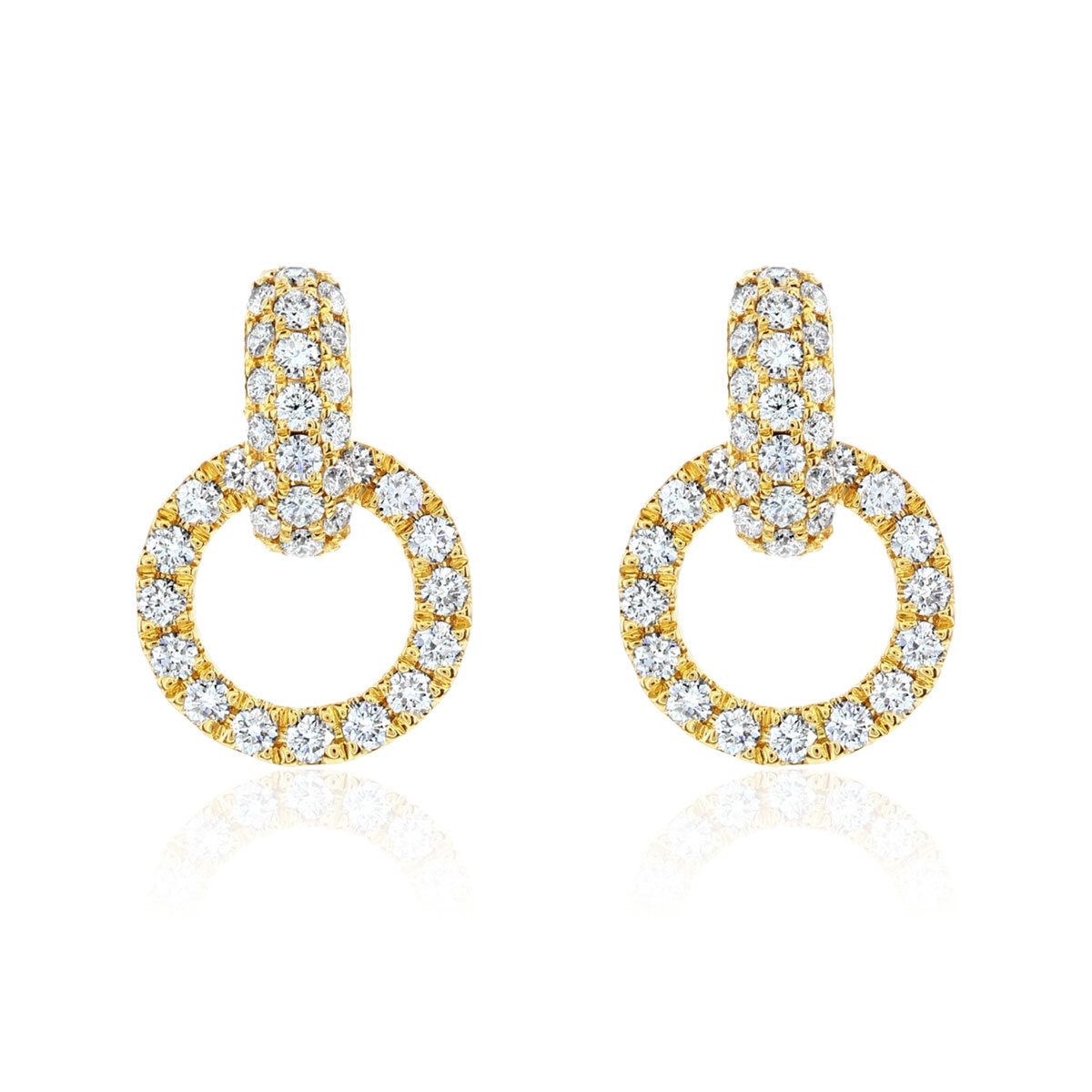 0.80ctw Round Brilliant Cut Diamond Interlocking Circle Earrings, 14ct Yellow Gold
