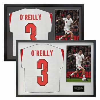 Nico O'Reilly Signed Framed England Football Shirt including 1 Photo in 2 Options: White or Black