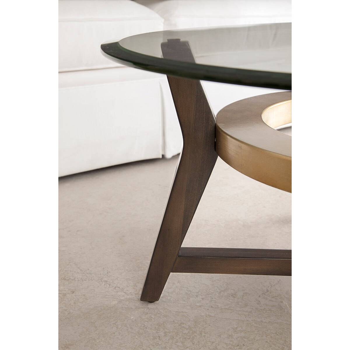 Embry Round Glass Top Coffee Table with Gold Accent Costco UK