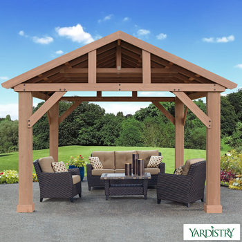 Yardistry 14ft x 12ft (4.3 x 3.7m) Wooden Pavilion  with Aluminium Roof