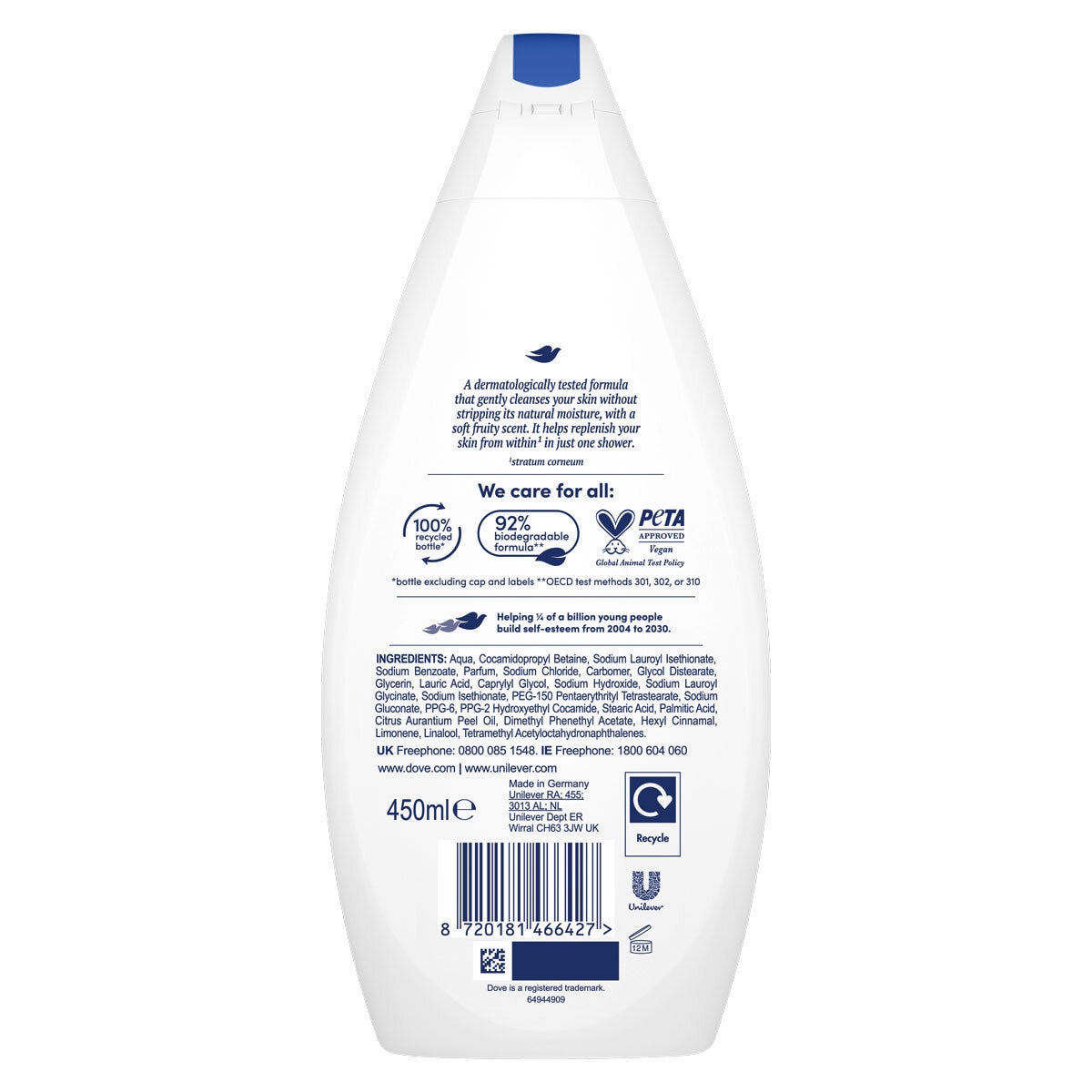 Dove Body Wash Hydrate 6 x 450ml