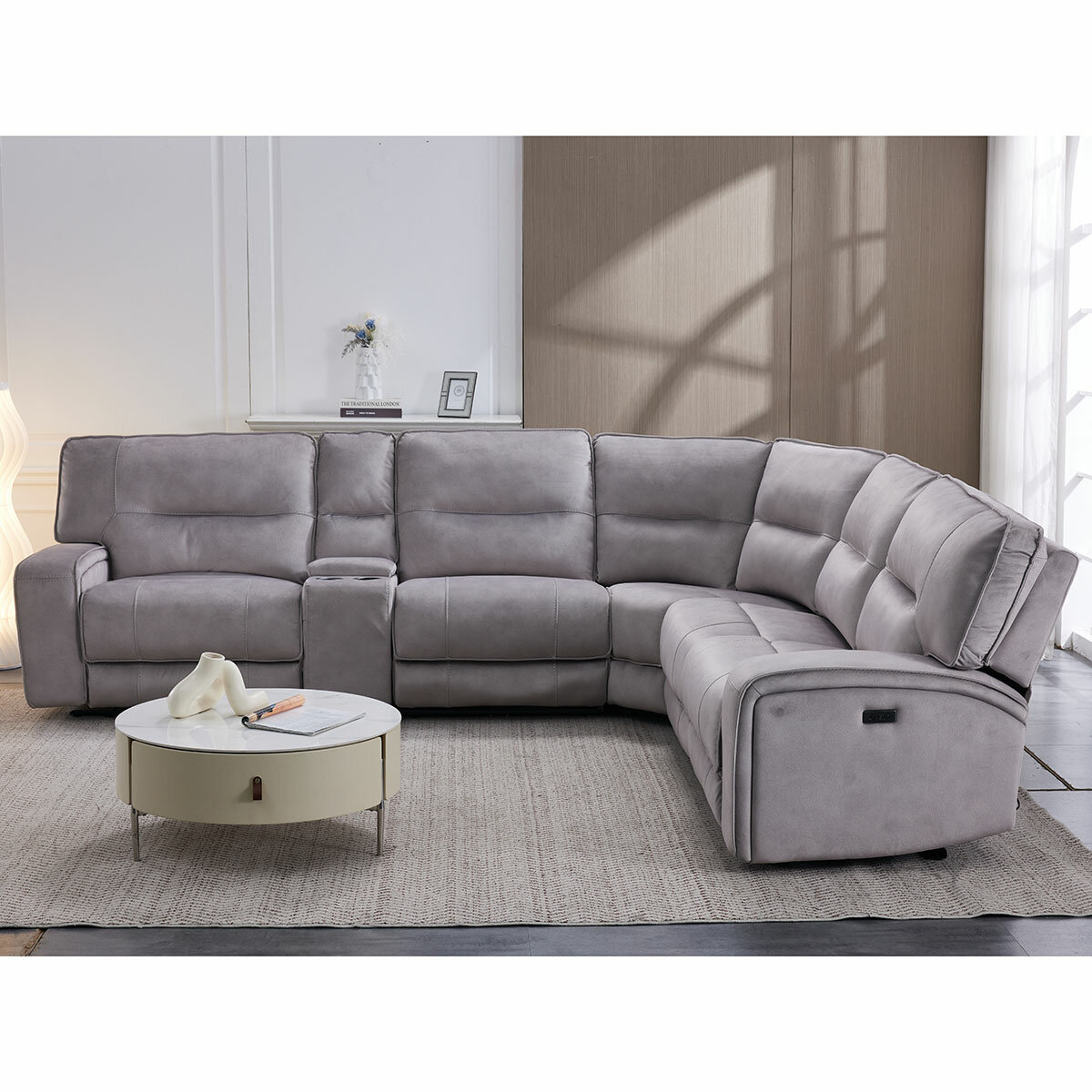 Excalibur Grey Fabric 6 Piece Power Reclining Sectional Sofa