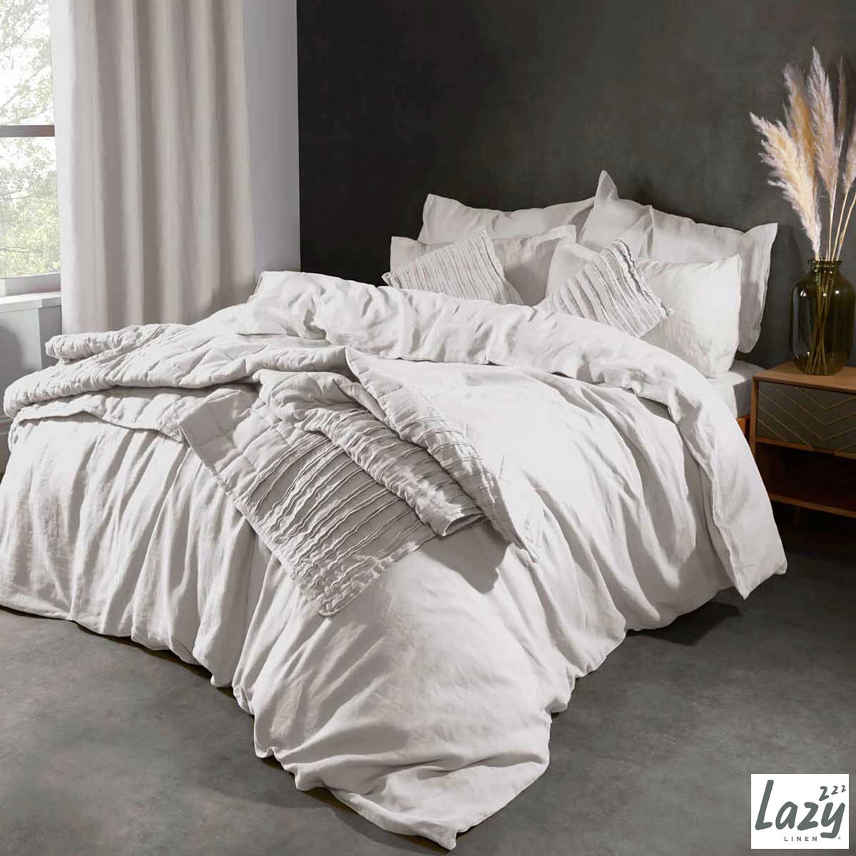 Lazy Linen 100% Washed Linen Duvet Cover & Pillowcase Set in 3 colours
