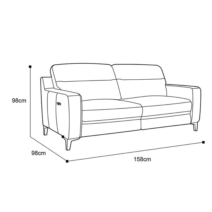 Colby Dark Grey Leather 2 Seater Sofa with Power Footrests Colby Dark Grey Leather 2 Seater Sofa with Power Footrests