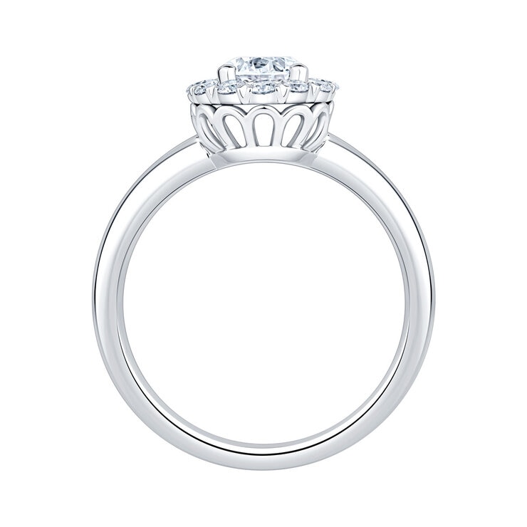 1.00ctw Round Brilliant Cut Diamond Halo Ring, Platinum