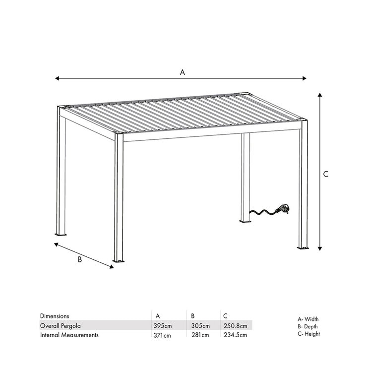 Sunvilla 9ft 10" x 13ft 2" (3 x 4m) Full Electric Louvered Pergola with LEDs