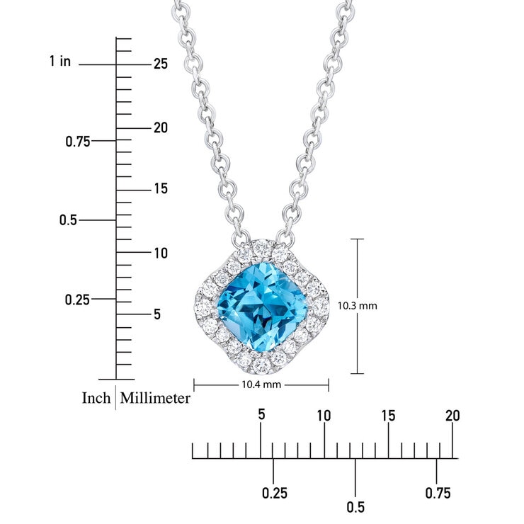 Blue Topaz & 0.13ctw Diamond Pendant, 14ct White Gold Blue Topaz & 0.13ctw Diamond Pendant, 14ct White Gold