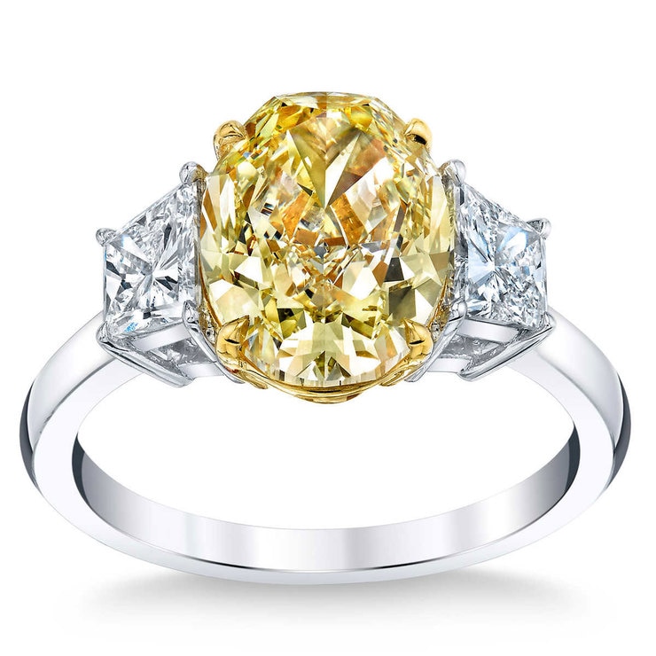 4.90ctw Oval Cut Fancy Yellow Diamond Ring, Platinum Costco UK