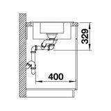 Technical Drawing of space required undercounter