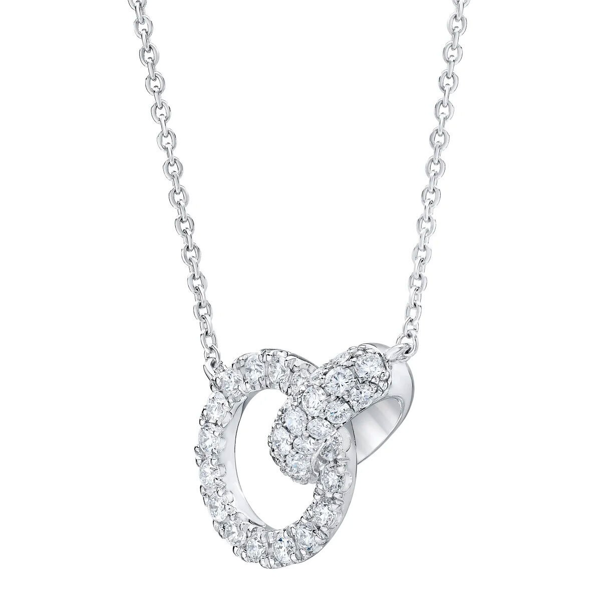 0.50ctw Round Brilliant Cut Diamond Interlocking Circle Necklace, 14ct White Gold