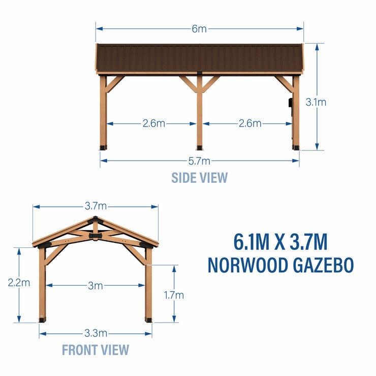 Backyard Discovery Norwood 20ft x 12ft (6.1 x 3.7m) Wooden Gazebo