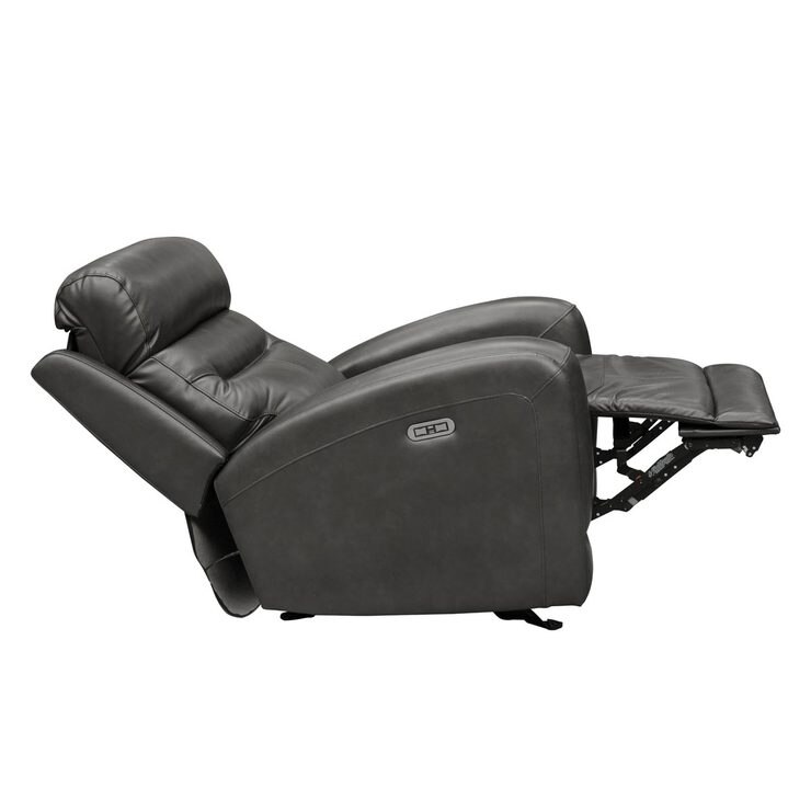 Pulaski Oklahoma Grey Leather Power Glider Recliner with Power Headrest