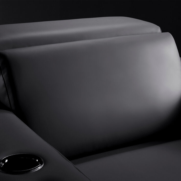 Valencia Barcelona Row of 2 Black Leather Power Reclining Home Theatre Seating