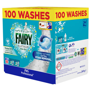 Fairy Non Bio Platinum Pods with Extra Stain Removal, 100 Count