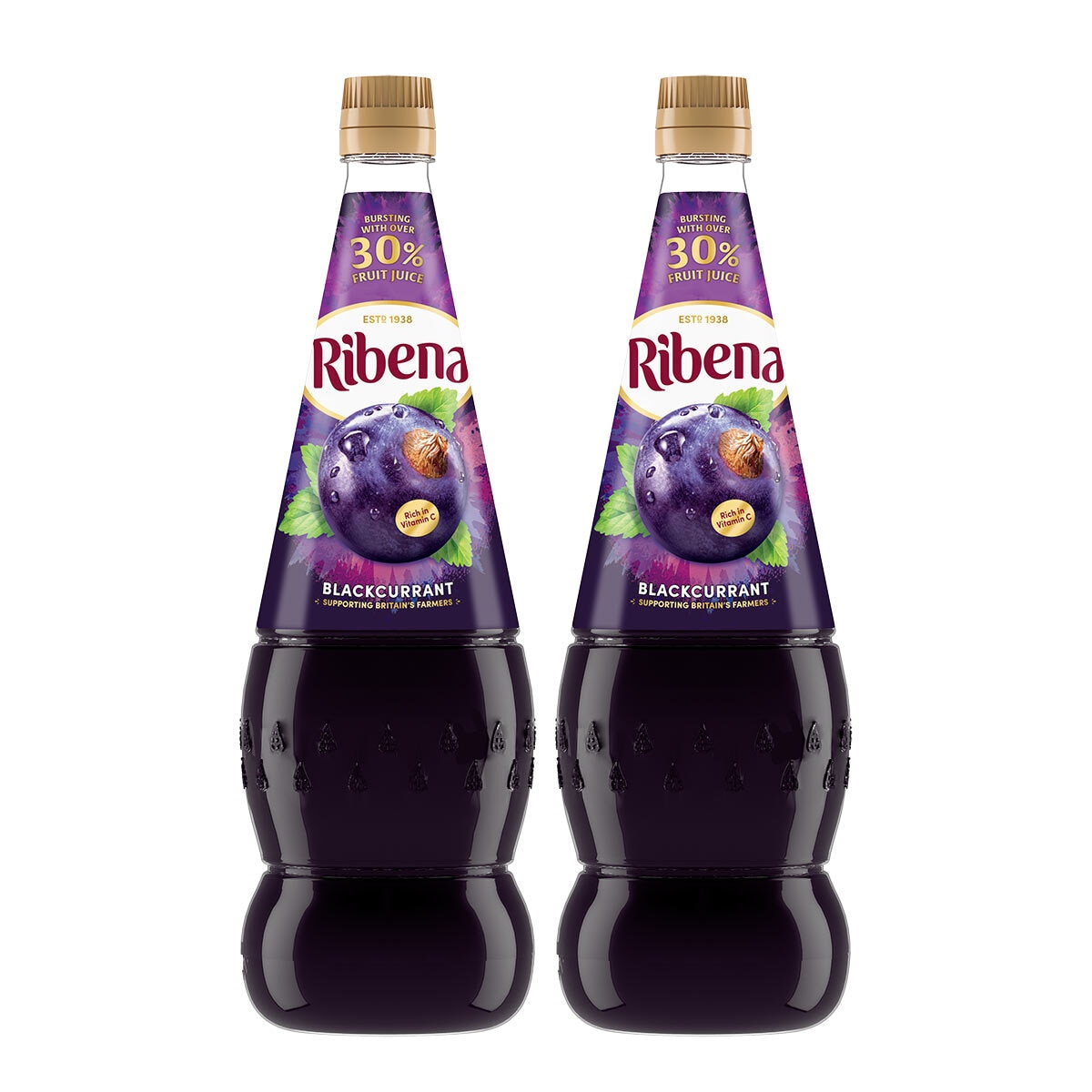 Front of pack 2 bottles of ribena 1.5L