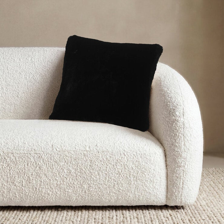 Mon Chateau Black Tweed Faux Fur Cushion, 50 x 50 cm Mon Chateau Black Tweed Faux Fur Cushion, 50 x 50 cm