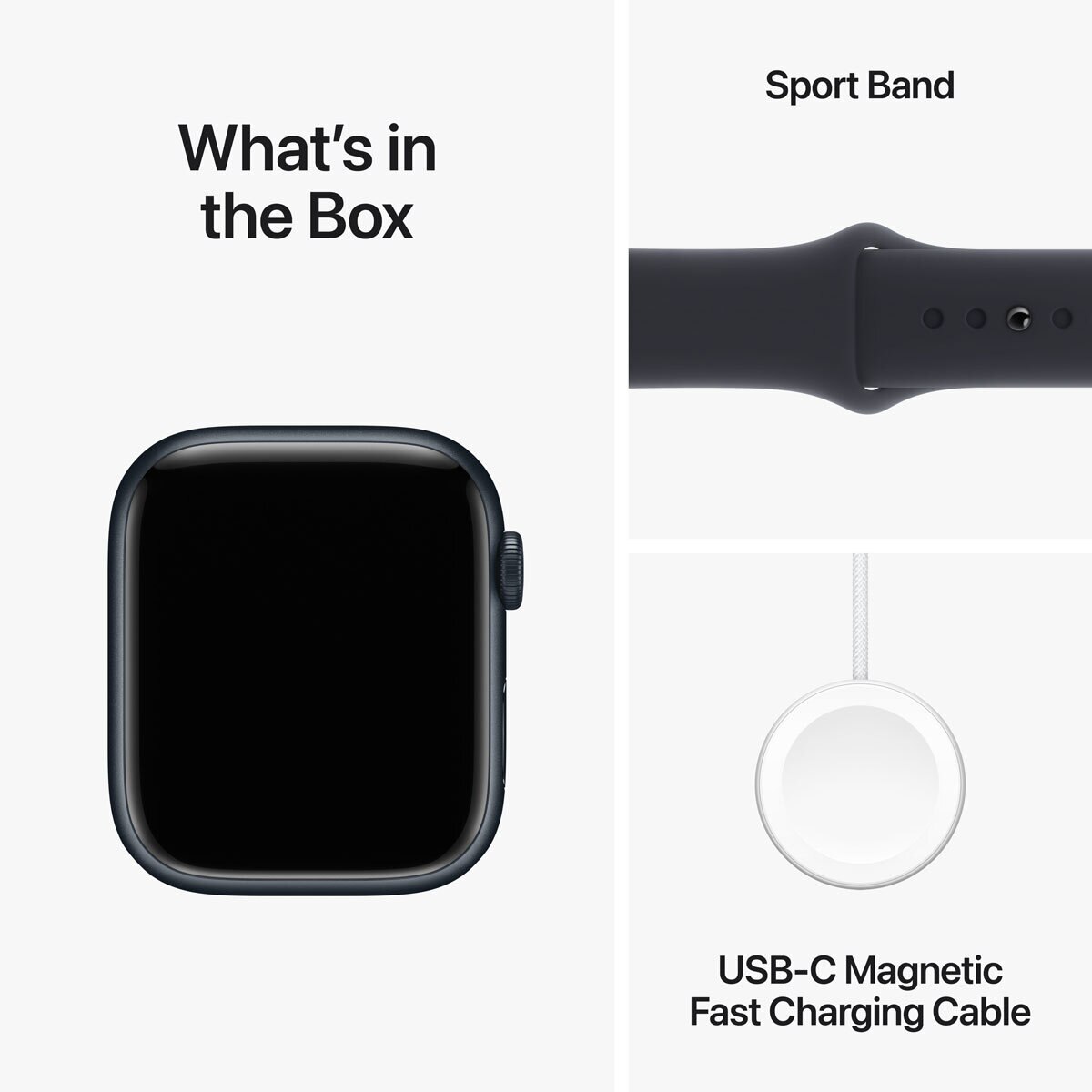 Apple Watch Series 9 GPS, 45mm Midnight Aluminium Case with Midnight Sport Band M/L, MR9A3QA/A