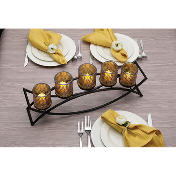 Mikasa Double Arch Centrepiece with 5 Glass Candle Holders in 2 Colours