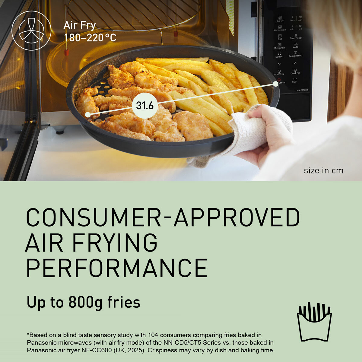 Lifestyle image of Panasonic 27L Combination Microwave airfrying up to 800g fries