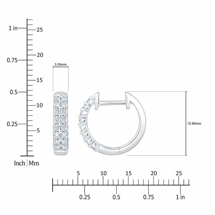 0.30ctw Round Brilliant Cut Diamond Double Row Hoop Earrings, 14ct White Gold 0.30ctw Round Brilliant Cut Diamond Double Row Hoop Earrings, 14ct White Gold