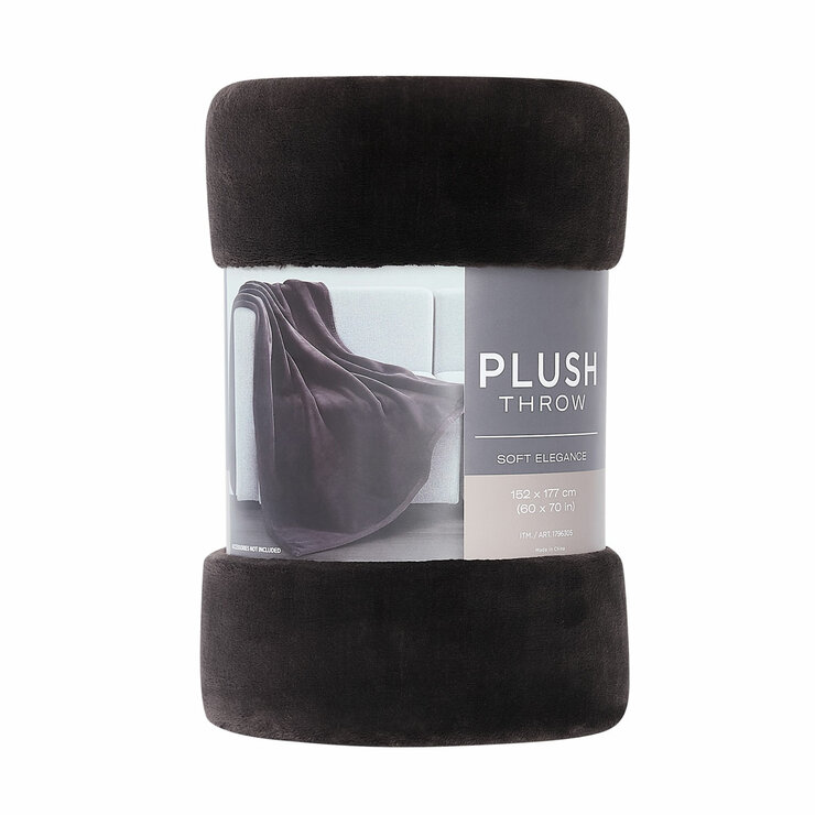 Coco Plush Throw in Grey, 152 x 177 cm