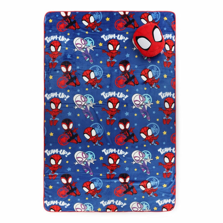 Disney Character Spider Man Blanket & Nogginz Cushion Set