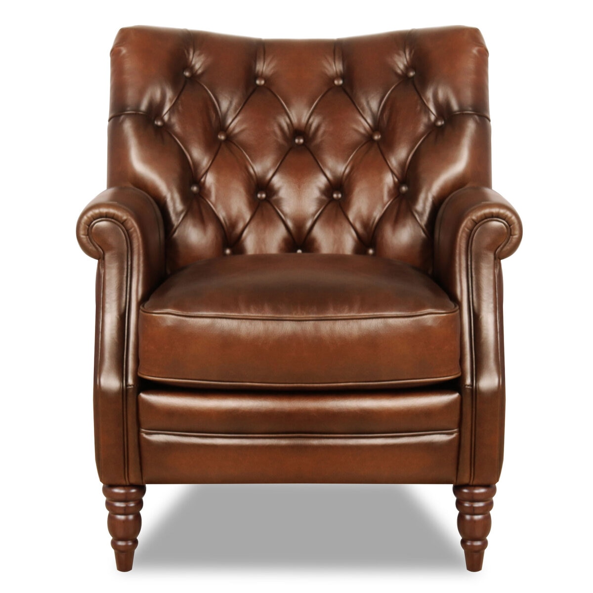 At the helm columbus brown leather armchair