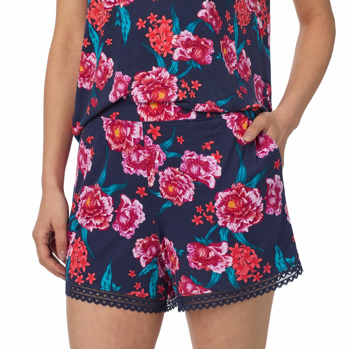 Carole Hochman 3 Piece Pyjama Set In Navy Floral