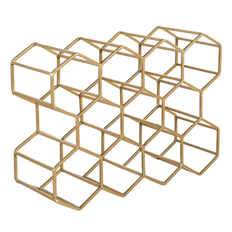 Evergreen 11 Bottle Wine Rack in Gold