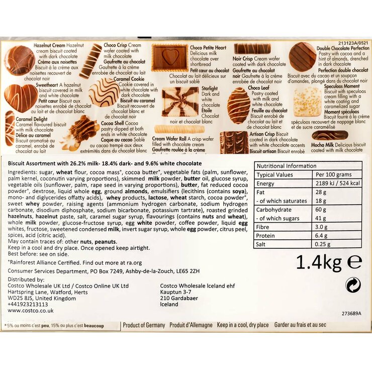 Kirkland Signature European Cookies with Belgian Chocolate, 1.4kg
