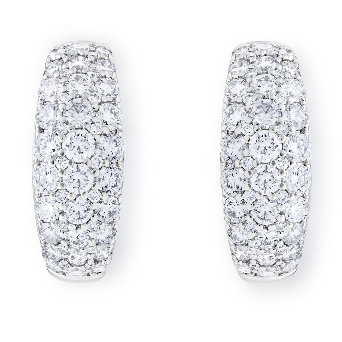 1.30ctw Round Brilliant Cut Diamond Hoop Earrings, 18ct White Gold