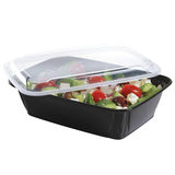 Café Express Black Plastic Container with Salad and Clear Lid