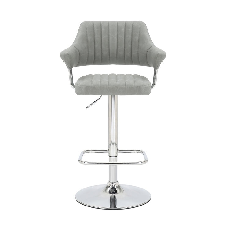 Cortez Light Grey Faux Leather Bar Stool, 2 Pack