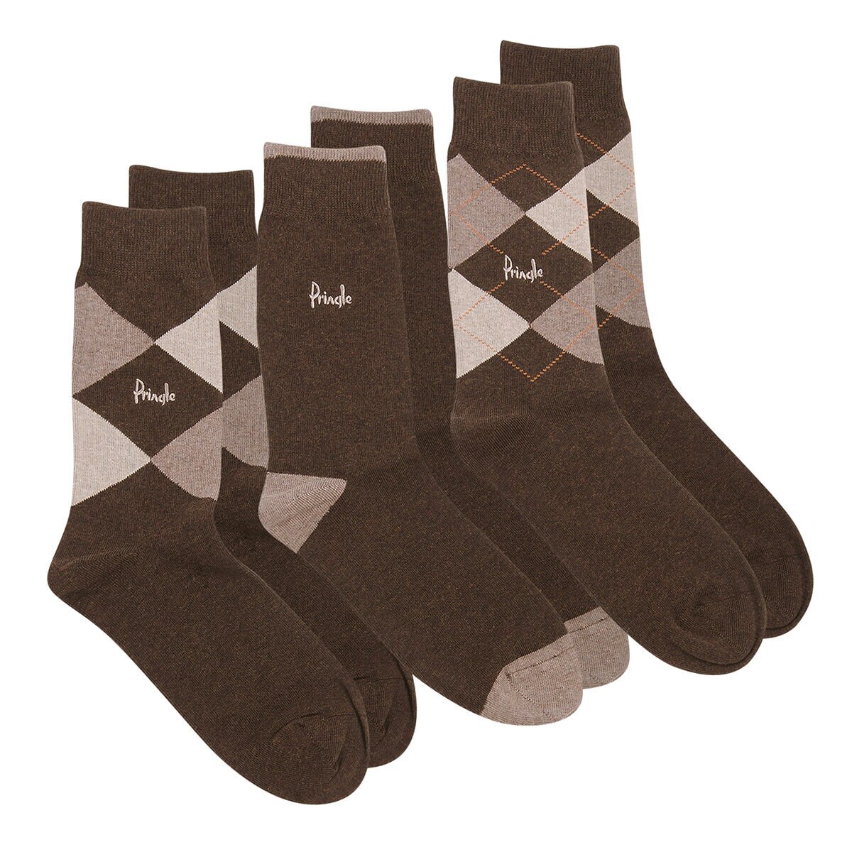 Pringle 2 x 3 Pack Waverly Men's Socks in Brown