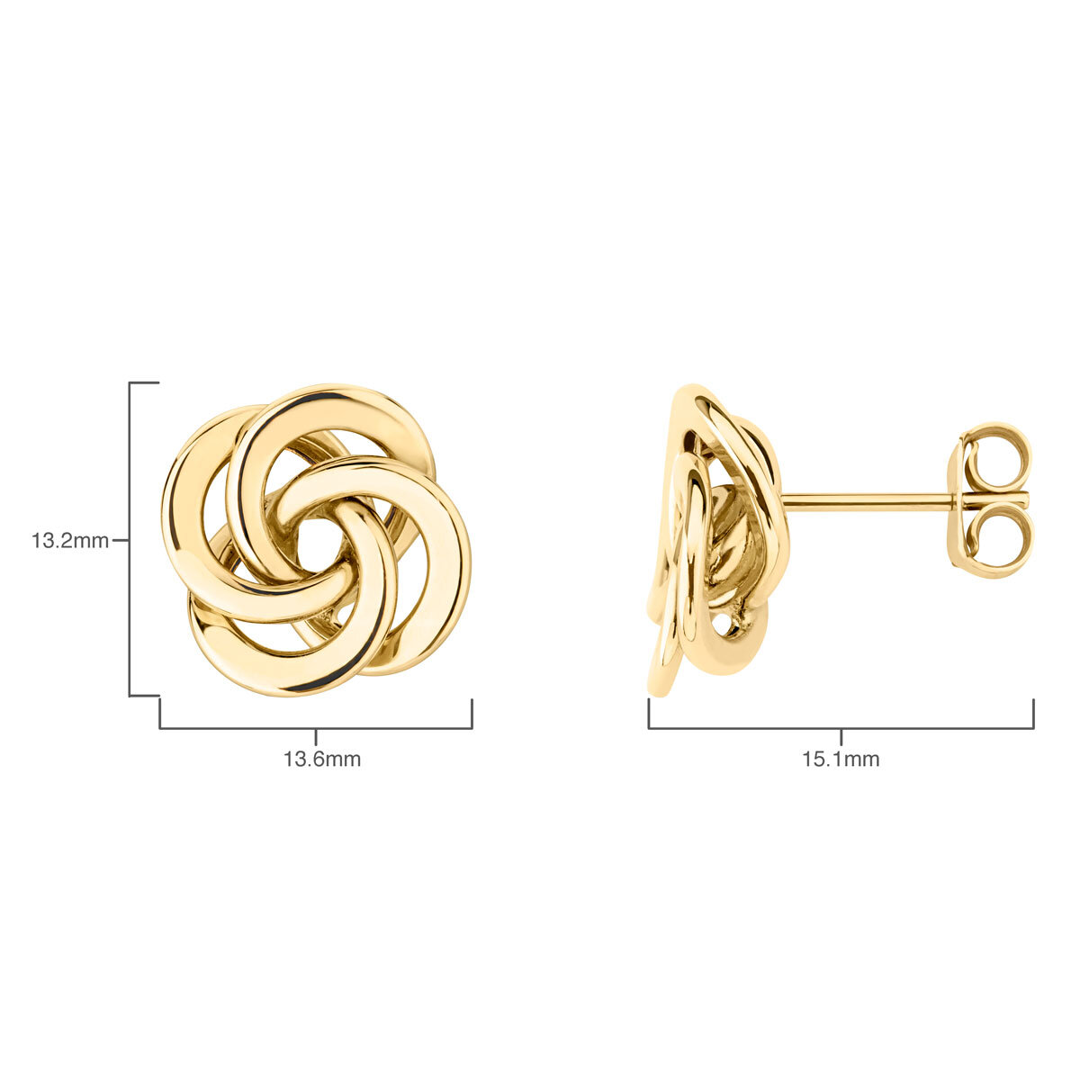 14ct Yellow Gold Large Love Knot Earrings
