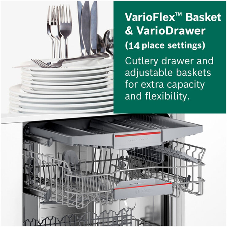 Bosch SMV6ZCX10G Fully Integrated, 14 Place Setting Dishwasher, B Rated