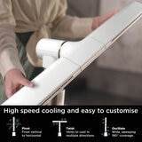 Lifestyle image of  Shark TurboBlade Multi-Directional Cooling Fan pivoting, twisting and oscillating