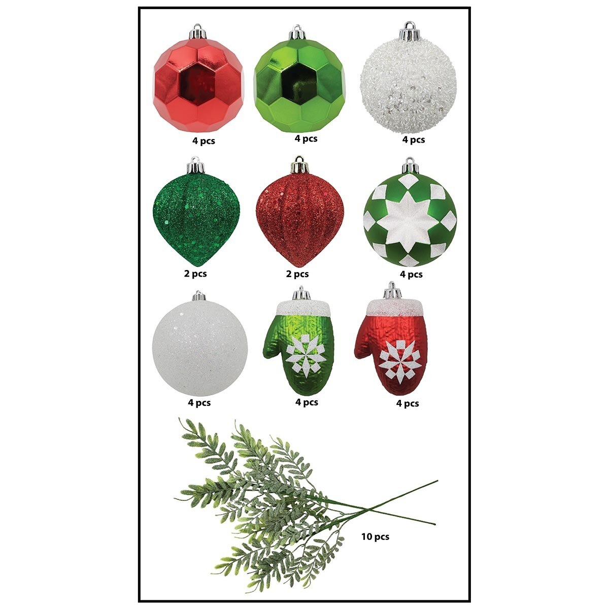 ornament kit variety set on white background