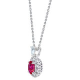 Oval Shaped Ruby and 0.55ctw Diamond Pendant